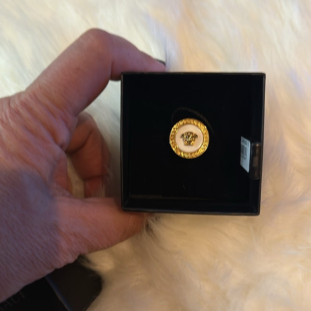 Enamel Medusa Versace ring